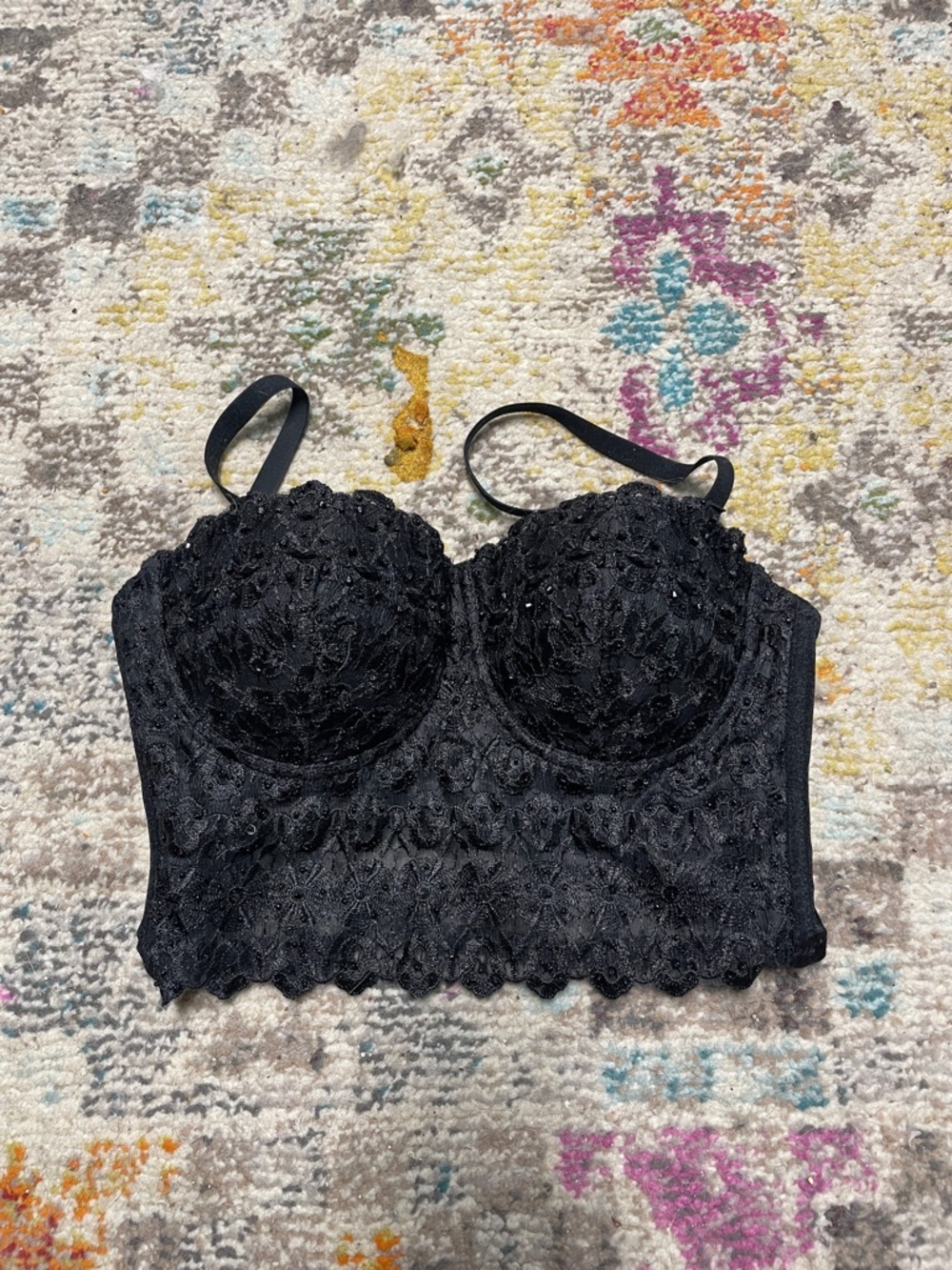 Windsor Black Lace Longline Bustier Bra